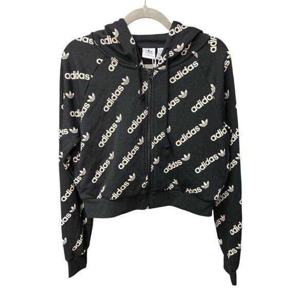 Adidas Originals 'Logomania' repeat logo zip hoodie in black size M - Picture 3 of 8